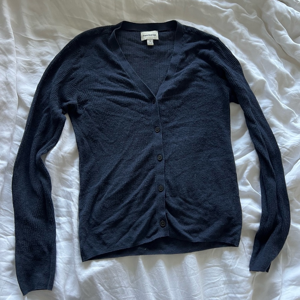 Navy Blue Button Sweater - Picture 3 of 6